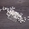 Europejski Projekt Liście Wedding Włosów Akcesoria Pearl Kryształ Kwiat Włosy Bridal Grzebienie Wedding Włosy Biżuteria Prezent
