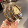 Ship Special Snake Design Watch for Women Luxury Ladies Браслет -часы Розовое золото серебряные бриллианты Женские часы Iced Out293y