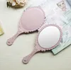 Hand Looking Glass Retro Pattern Vanity Lighted Makeup Mirror Korean Style Princess Compact Mirrors Portable Handle SN2646