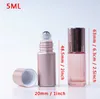 5 -10ML Mini roll op de fles parfum glazen flessen Rose Gold etherische olie Steel Metal Roller Ball Parfum Container