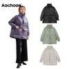 Aachoae Pure Winter Lichtgewicht Donsjack Vrouwen Dikke Warme Batwing Lange Mouw Losse Doudoune Pocket Ultra Light Duck Down 211108