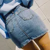 Skirt Shorts Sexy Mini Short Women Denim High Waist Side Slit Slim Korean Chic Fashion Streetwear 210601