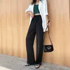 Women Wide Leg Pants Loose High Waist Solid Color Casual Vertical Pearl Yarn Soft Long Summer 210514