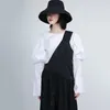 [EAM] Women Black Pleated Irregular Long Dress Asymmetrical Collar Sleeveless Loose Fit Fashion Spring Autumn 1DD0184 21512