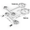 NXY Sex Adult Toy t Type Hand Neck Bondage Cuffs Stainless Steel Handcuffs Bdsm Collar Games Slave Restraints Fetish Toys for Couples1216