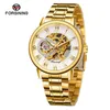 Forsining A099 Top Watch Men Mens Natual Mesh Belt Hollow Gold Gold Heleghical Severon Severon Handwatches Wrist Wristhes