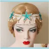 Stirnbänder Juwelyvintage Sea Star Blumenschalenband Braut Haare Hochzeitskopf Schmuck Vintage Tiara Drop Lieferung 2021 xgjqp