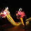 LED Rozmiar 6# 7 9m 8 Kids Green Folk Silk Dragon Dance Mascot Costume China Special Culture Party świąteczne spektakl świąteczny WEDD275C