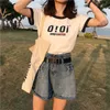 Kısa Kollu Mektup T Gömlek Kadın Üstleri Gevşek Rahat Kore Boy T-Shirts Ins Goth Kadın Harajuku T-Shits Giysileri 210623