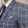 (Jacke + Weste + Hosen) Männer Kleid Anzüge Britischen 3 Stück Männer Hochzeit Anzug Herbst Männer Business Formale Karierten Anzug Männliche Luxus Dünnes Kleid x0909