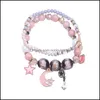 Bracelets de charme Bijoux Version coréenne de Star Moon Crystal Bracelet perlé Femme Mori Étudiant Copines Soeur Chaîne Mode Simple Drop