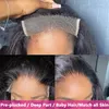 5x5 شفاف الدانتيل إغلاق شعر مستعار موجة عميقة البرازيلي الطبيعية للنساء السود شعر الإنسان قصيرة بوب الباروكات