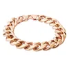 Xmas Gift Fashion 12 15MM Stainless Steel Rose Gold Color Cuban Curb Chain Mens Womens Bracelet Bangle Jewelry 7 -11 Ha189J
