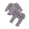 0-3y höst våren toddler spädbarn baby tjejer kläder långärmad ruffles toppar byxor kläder barn pyjamas kostym 210515