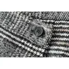 Qooth Frühlingsröcke für Damen, lässiger Gitterrock mit hoher Taille, karierter Rock, asymmetrischer Wollrock, graue Damenbekleidung QH1718 210518