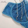Artsu Sparkle Chain Push Up Sutiã e Panty Set Mulheres Bodycon Intimates Lingerie Set Underwear Bralette Lace Breve Set ASU60169 Y200701