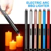 Kitchen Lighter Windproof Flameless Electric Arc BBQ Candle Igniter Plasma Ignition For Outdoor Candles Gas Stove USB Rechargeable Lighter with Safe Button