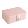 Projekt Biżuteria Organizator Box dwuwarstwowy dużej pojemności Premium Gładka Skóra Wyświetlacz Holder Storage Case Kobiety Prezent 211105