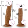 Sensação de pele Vibrador realista material macio enorme pênis grande com ventosa brinquedos sexuais para mulher Strapon masturbação feminina Y04083999137