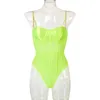 Mono transparente de malla verde neón Sexy para mujer sin espalda a rayas sin mangas mono fiesta moda Spaghelti Strap mamelucos 210728