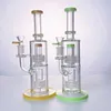 Colorful Hookahs Oil Rig Birdcage Perc Water Glass Bongs Double Stereo Matrix 14mm Female Thick Glass Dab Rigs LBLX210401