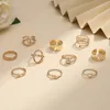 S2659 Fashion Jewelry Knuckle Ring Set Gold Geometric Hollow Heart Moon Snake Stacking Rings Set 10pcs/set