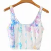 Women Tank Top Summer Fashion Stylish Tie Dyed Color Stretch Velour Material Slim Lady Crop Top 210602