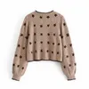 Za Embroidered Knit Cardigan Women Vintage Long Sleeve Bead Applique Cropped Sweater Female Chic Winter Embroidery Top 210602