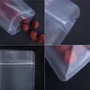 Frosted Transparent Zipper Bag Flat Bottom Dry Flower Packing Pouch Smell Proof Food Storage Bags