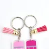 Custom Personalized Teachers Day Acrylic Pencil Keychain Fashion Tassel Pencil Keychains For Teacher Gifts