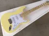 Factory custom Yellow body electric guitar with scalloped fingerboard,white pickguard,Chrome Hardware,Provide customized services