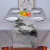 Marble Texture Ink Black And White Table Runner Modern Party Dining Wedding Decor cloth and Placemats 210628