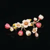 Romantic Sweet Plum Blossom Flowers Brooch Pins For Women Fashion Party Accessories Lady Enamel Corsage Good Gift