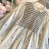 Tatlı Mantar Yan Yuvarlak Yaka Baskılı Gömlek Gevşek Kore Uzun Kollu Kadın Moda Casual Bluz Giysileri Tops Q600 210527