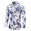 Luxury-Fashion Floral Men Shirts Plus Size Flower Print Casual Camisas Masculina Black White Red Blue Male Turn-down Collar Shirt Blouse