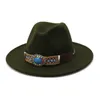 النساء الرجال واسعة بريم الصوف الجاز فيدورا القبعات بنما تريلبي كاب الخريف الشتاء شعرت قبعة خمر الذكور الإناث قبعة