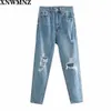 Za Faded high-waist jeans Featuring five-pocket design ripped detailing on the front and zip fly metal top button fastenins 210720