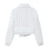 Cardigan White Crop Blouse Women Long Sleeve Irregular Buttons Fashion Female Shirts Elegant Summer Korean Streetwear Tops 210417