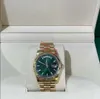 Montre De Luxe zegarek z pudełkiem Green Dial 118238 36mm Mechaniczne Sapphire Żółta złota Bransoletka ze stali nierdzewnej Unisex Zegarki Wodoodporne