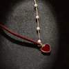 Kort litet rött hjärta choker enkelt temperament netto kärlek pärla kedja halsband rep halsband kvinnor bröllop smycken