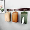 Toilet Paper Holders Creative Hanging Tissue Case Storage Box PU Leather Home Wall-mounted Holder Table Decoration Hangable Napkin