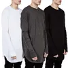 Mens Hip Hop T Shirts full Long Sleeve T-Shirt With Thumb Hole Cuffs Tees Curve Hem Men Street Wear Tops