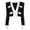 HIGH STREET est chaqueta de diseñador botones de león para mujer bloque de color tweed corto 210521