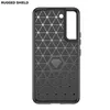 Carbon Fiber Texture Slim Armor Borstat TPU Fallskydd För för Samsung Galaxy S22 Ultra M52 A33 A53 5G A13 A03 A03S 100PC / LOT