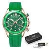 LIGE Relojes para hombre Verde Silicona Cronógrafo Reloj de cuarzo Relojes deportivos de lujo 30M Reloj impermeable Masculino Relogio Masculino 210728