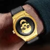 Relogio Masculino Klockor Män Lyx Märke Lige Creative Men 3D Skull Watch Silicagel Vattentät Quartz Men Se Gold 210527