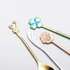 Rose Gold Coffee Roving Scoops Красочные SUS304 Нержавеющая сталь Радуга Чайная ложка Посуды Ложка Посуда Кухонные Инструменты 4 шт. / Набор