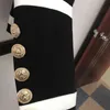 High Street Fashion Designer Blazer Femme Classique Noir Blanc Couleur Bloc Boutons en métal Blazer Veste Vêtements extérieurs 211120