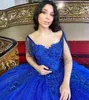 Oszałamiająca Błękitna Suknia Balowa Quinceanera Suknie 2022 Koronki Frezowanie Tassels Prom Suknia Glitter Sweet 16 Party Dress