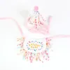 Vêtements de chien INS Corée Party Bib Pet Anniversaire Saliva Serviette Bichon Triangle Écharpe Chat Chapeau Set231H